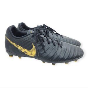 Nike Tiempo Black & Gold FG Firm Ground Soccer Cleats Men's Size 12